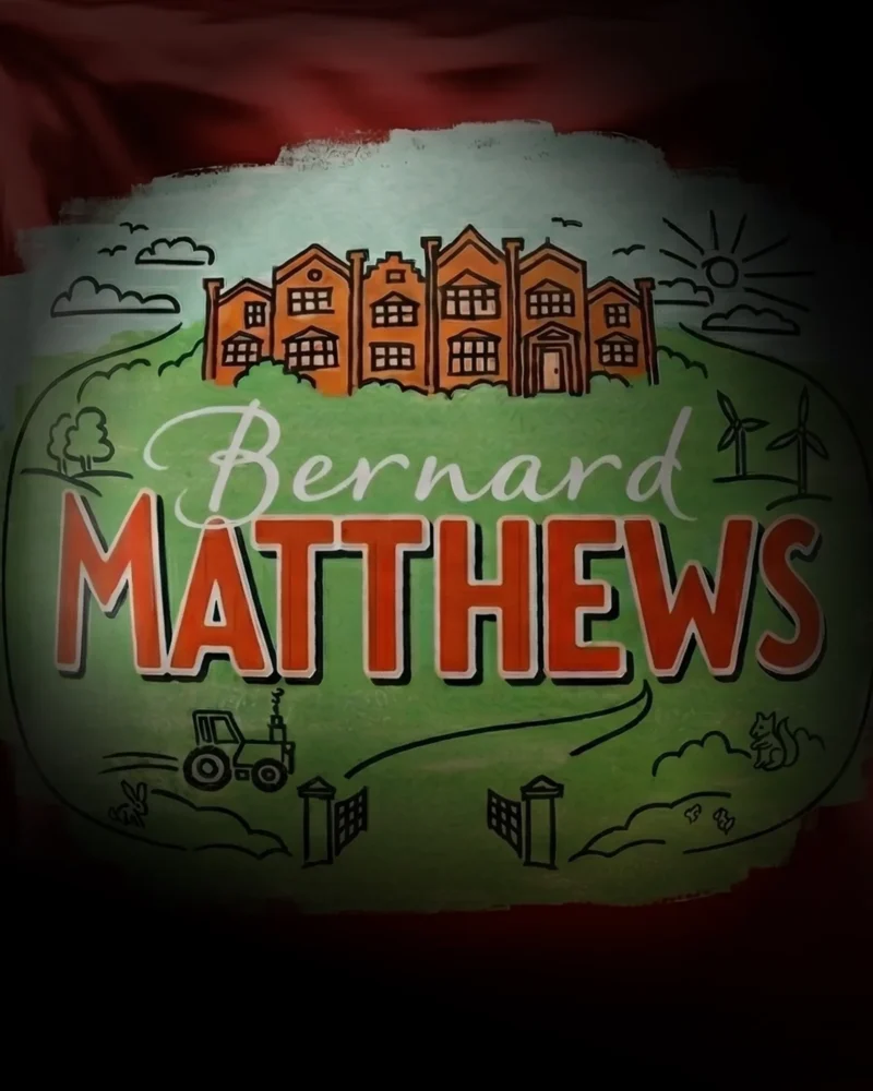 Bernard Matthews brand logo with illustrated farm and buildings